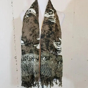 SAVE OUR PLANET Dolphin brown/white tiedye‎ scarf